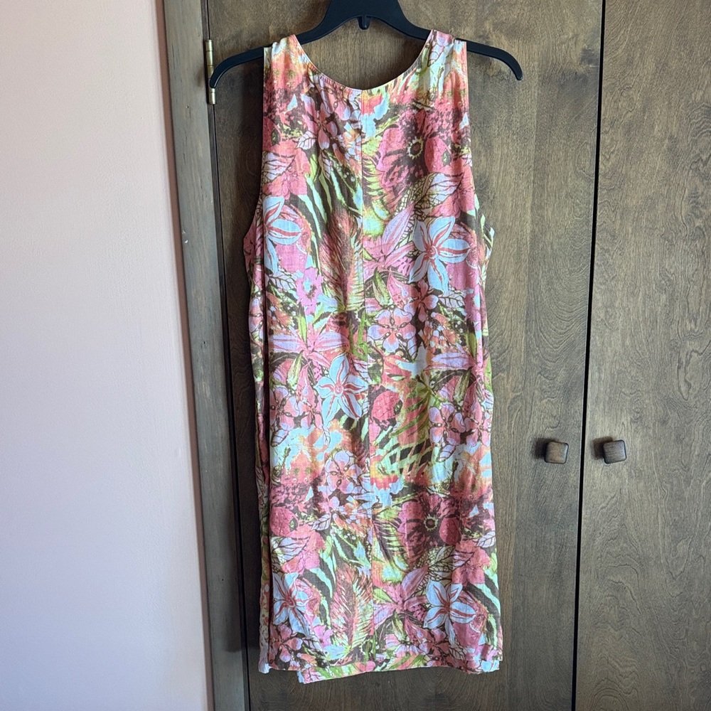 J. Jill Linen Floral Midi Dress - Pink and Green - Picture 8 of 12